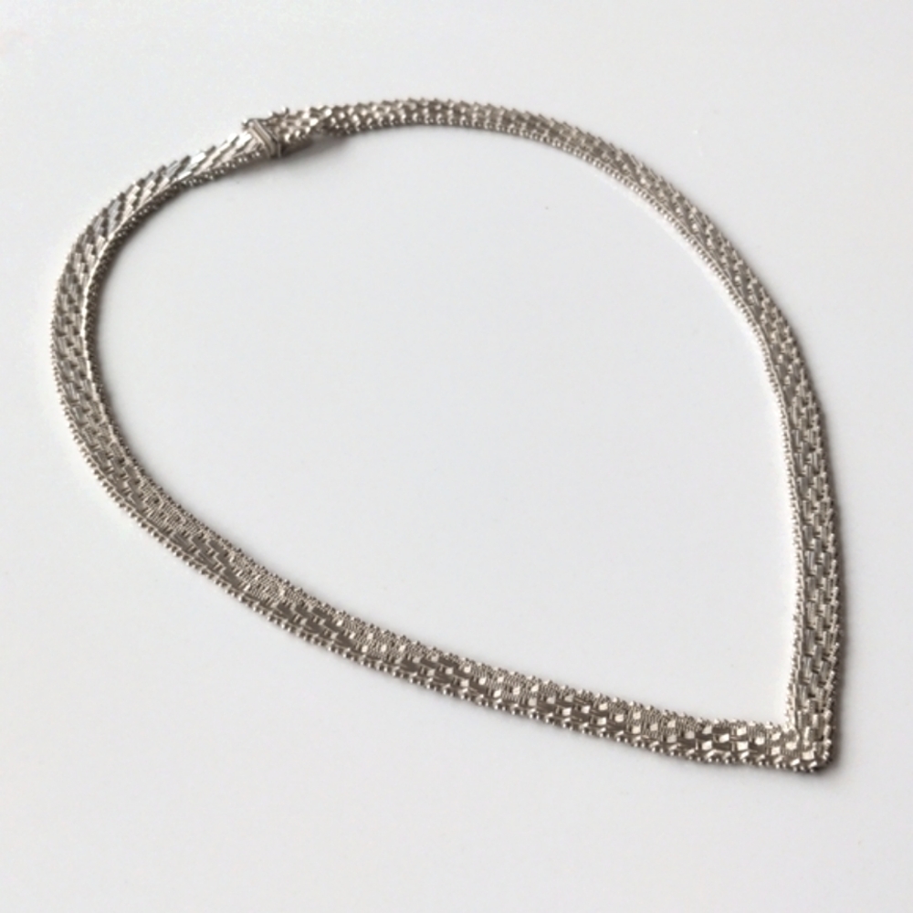 Vintage 925 sterling silver Riccio V-shape Chevron necklace - Picture 9 of 11